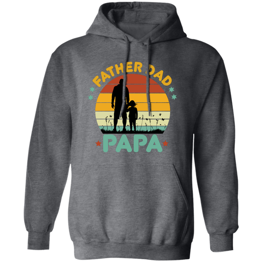 Retro Papa, Father's Day Gift, Daddy And Daughter Silhouette Pullover Hoodie