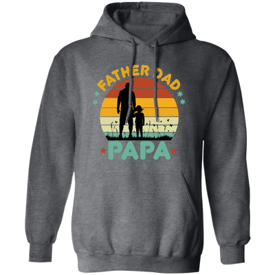 Retro Papa, Father's Day Gift, Daddy And Daughter Silhouette Pullover Hoodie