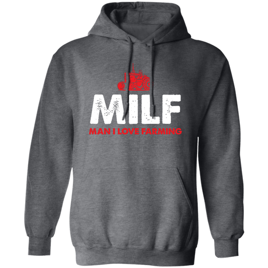 Milf, Man I Love Farming, Retro Farmer, Tractor Driver Pullover Hoodie