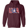 USA Flag, American Sunflower, Retro American Flower Pullover Hoodie