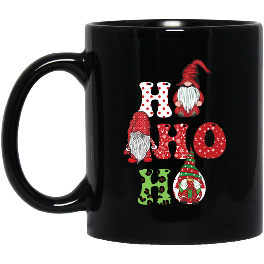 Ho Ho Ho, Xmas Gnome, Merry Christmas, Cute Gnome Black Mug