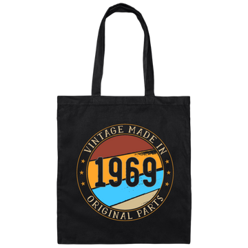 Vintage Made In 1969 Original Parts Retro Birthday Gift Canvas Tote Bag