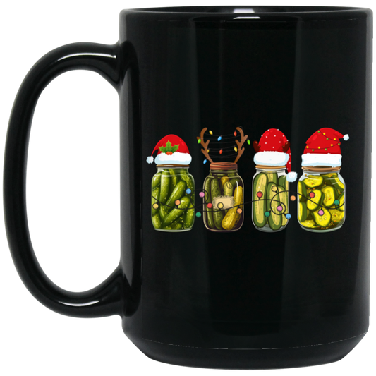 Cucumber Pickles, Pickle Bottles, Pickles Christmas, Merry Christmas, Trendy Chrismas Black Mug