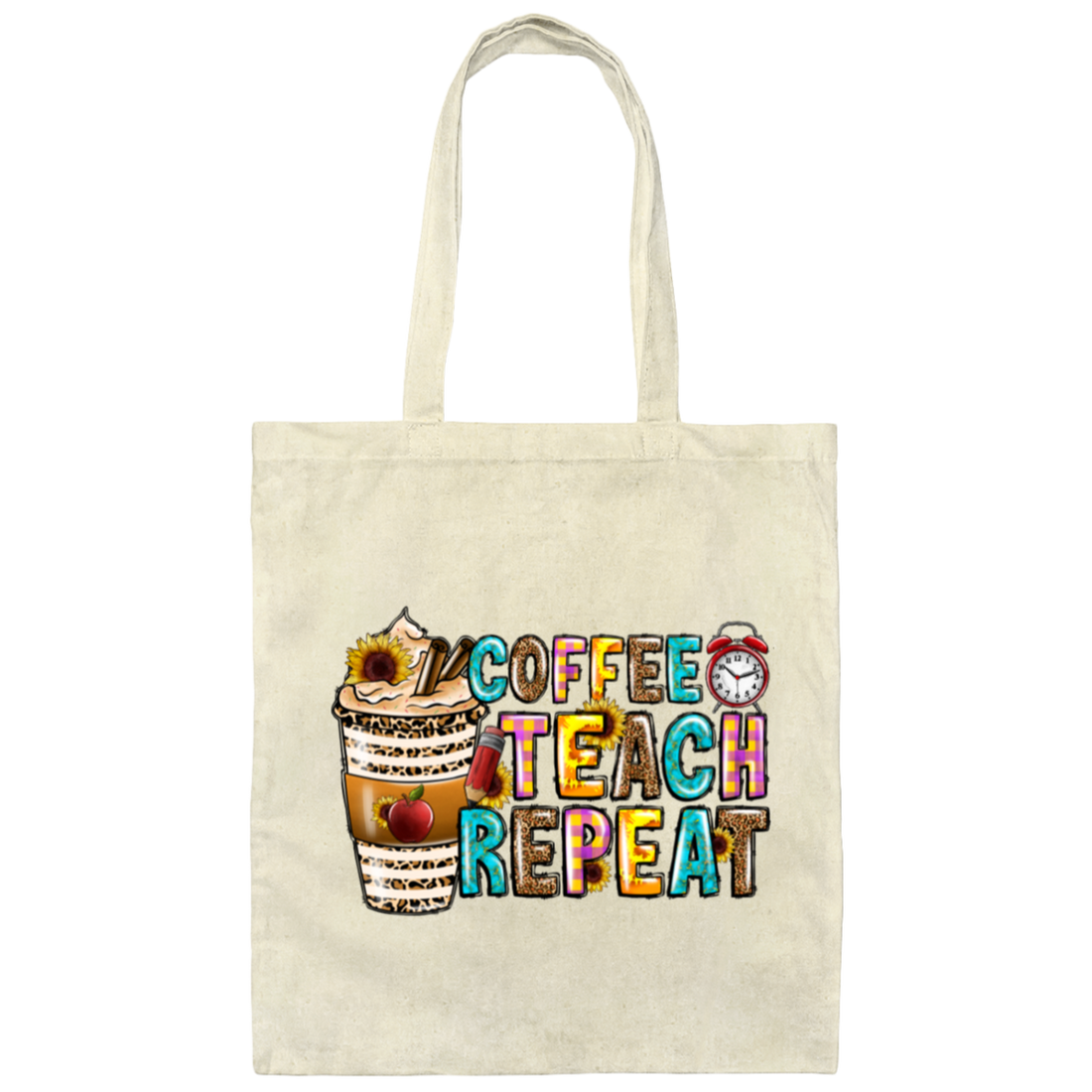 Love Coffee My Life Coffee Teach Repeat Canvas Tote Bag