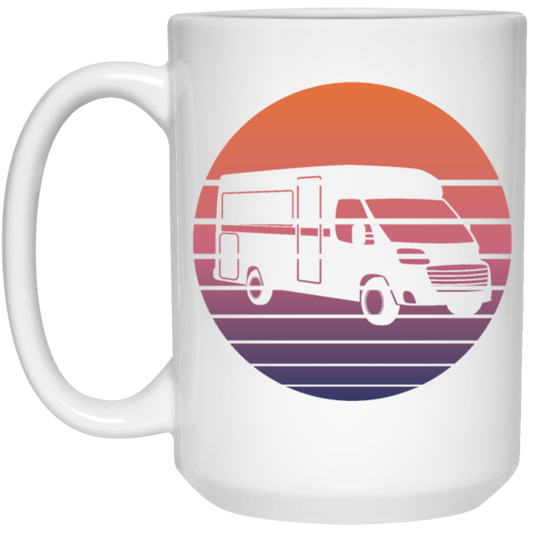 Camping Vintage, Sun Camper Gift, Campground Vacation, Like To Camp In Nature White Mug