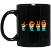 Love Sign, Retro Love Sign, Hand Sign, Love Hand Sign Black Mug