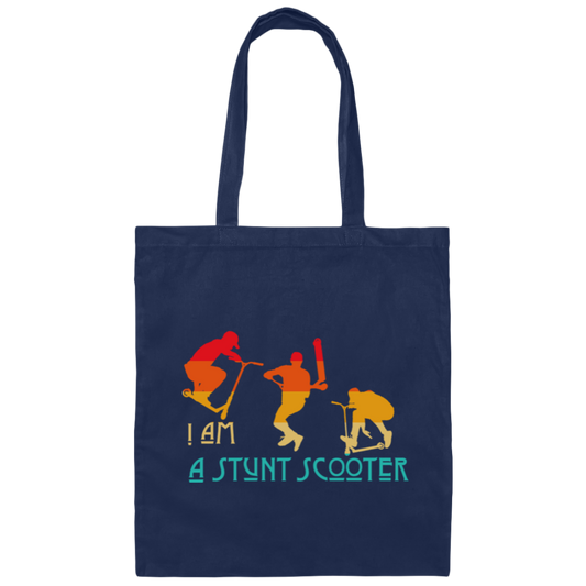 Scoot, Scooter, I Am A Stunt Scooter, Funny Sport Vintage Style, Sporty Gift Canvas Tote Bag