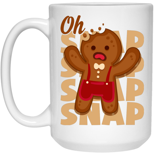 Oh Snap, Break Gingerbread, Funny Gingerbread, Merry Christmas, Trendy Christmas White Mug