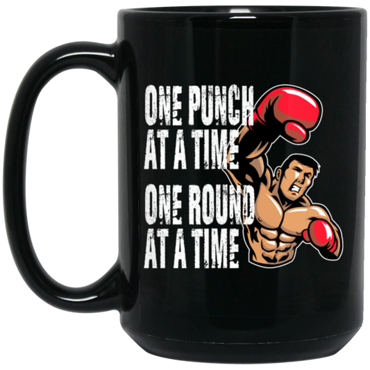 Boxing Lover, Punch Fighter, One Punch At A Time, One Round Black Mug