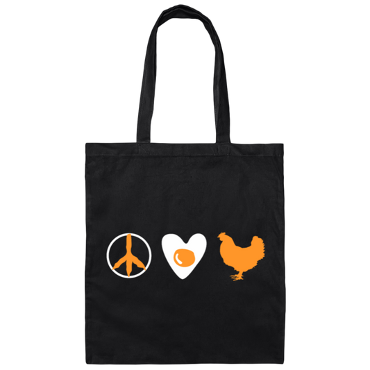 Chicken Peace Love - Free Range Love Canvas Tote Bag