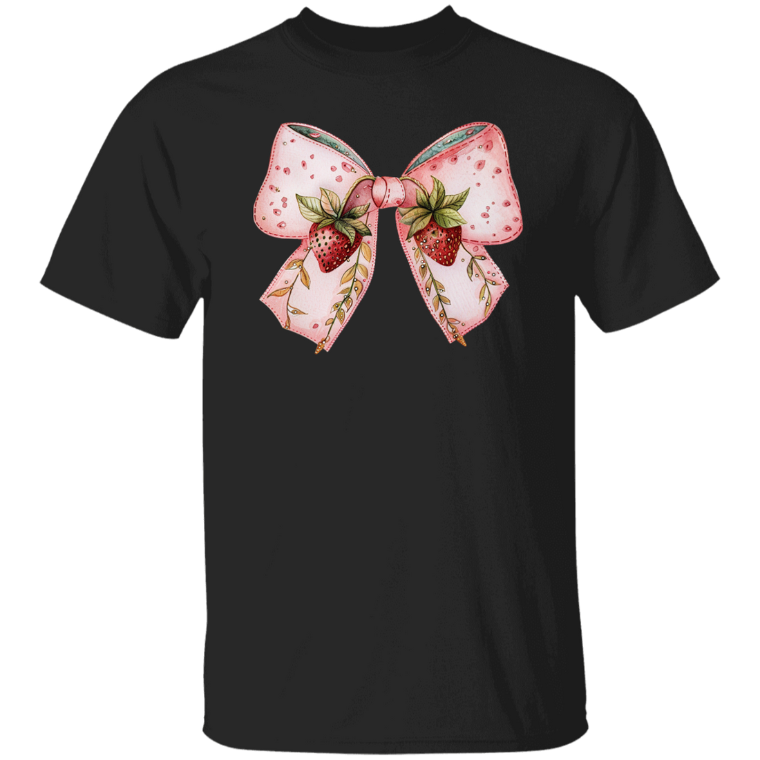 Pink Bow, Strawberry Lover, Strawberries Bow, Xmas Gift Christmas Unisex T-Shirt
