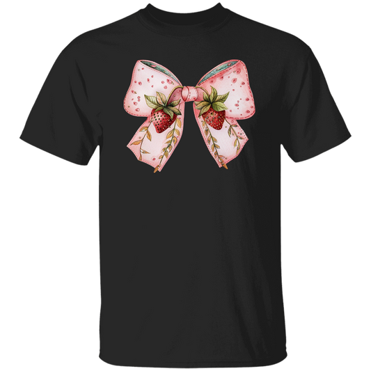 Pink Bow, Strawberry Lover, Strawberries Bow, Xmas Gift Christmas Unisex T-Shirt