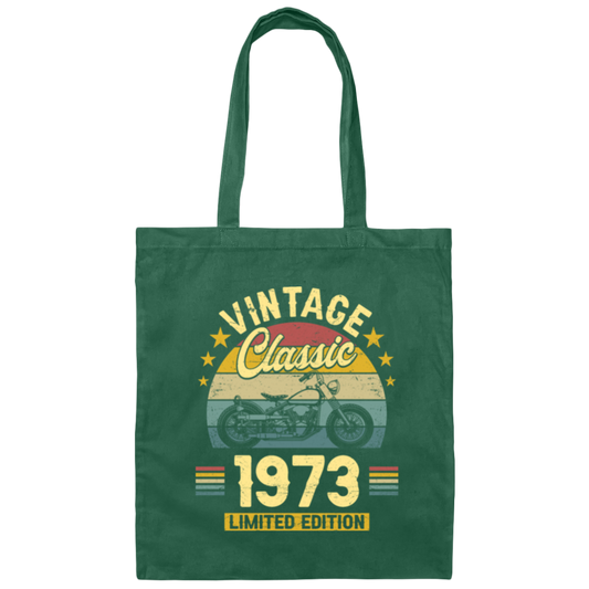 Vintage Gift 1973 Limited Edition Retro Gift Classic Motor Lover Canvas Tote Bag