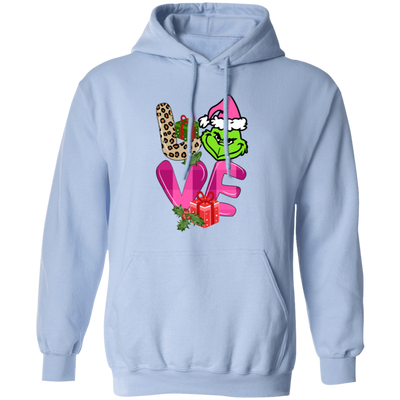 Love Grinch, Pink Grinch, Funny Love Grinch, Trendy Grinch, Merry Christmas, Trendy Christmas Pullover Hoodie