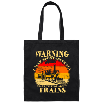 Vintage Locomotive Train Talks About Trains, Vintage Train Canvas Tote Bag