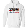 Peace Love American, Sunflower American, Leopard Pattern Pullover Hoodie