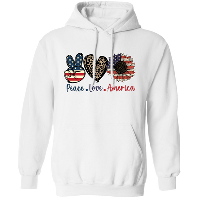 Peace Love American, Sunflower American, Leopard Pattern Pullover Hoodie