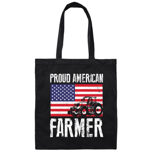 Farmer Gift Truck Lover American Flag Canvas Tote Bag