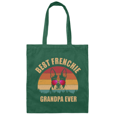 Retro Best Frenchie Grandpa Ever, Bulldog Lover Canvas Tote Bag