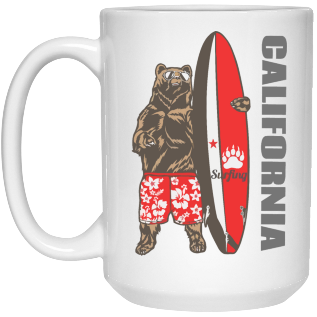 California Bear, Surfboard California, Love California, Surfboard White Mug