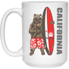 California Bear, Surfboard California, Love California, Surfboard White Mug