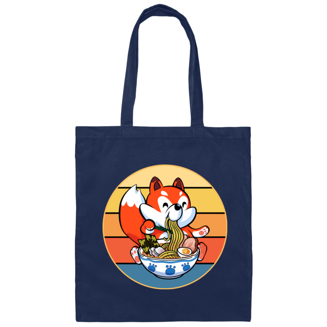 Retro Fox, Eating Ramen, Love Japanese, Noodles Japan Style Canvas Tote Bag