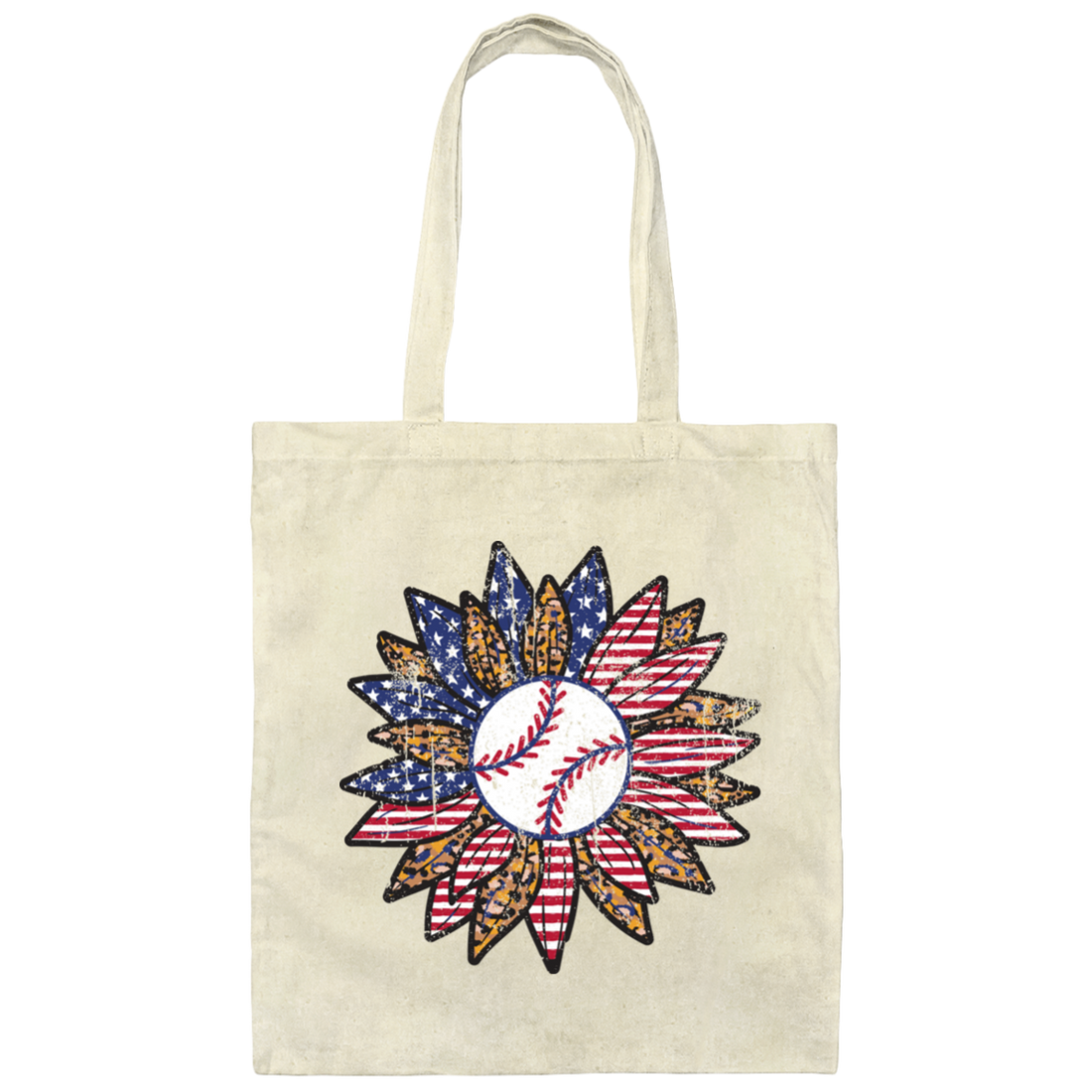 American Baseball, Sunflower Baseball, Leopard Sunflower-4 Canvas Tote Bag
