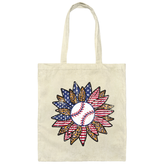 American Baseball, Sunflower Baseball, Leopard Sunflower-4 Canvas Tote Bag
