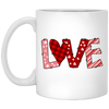 Love Text, Heart Pattern, Groovy Love, Valentine Gift, Valentine's Day, Trendy Valentine White Mug