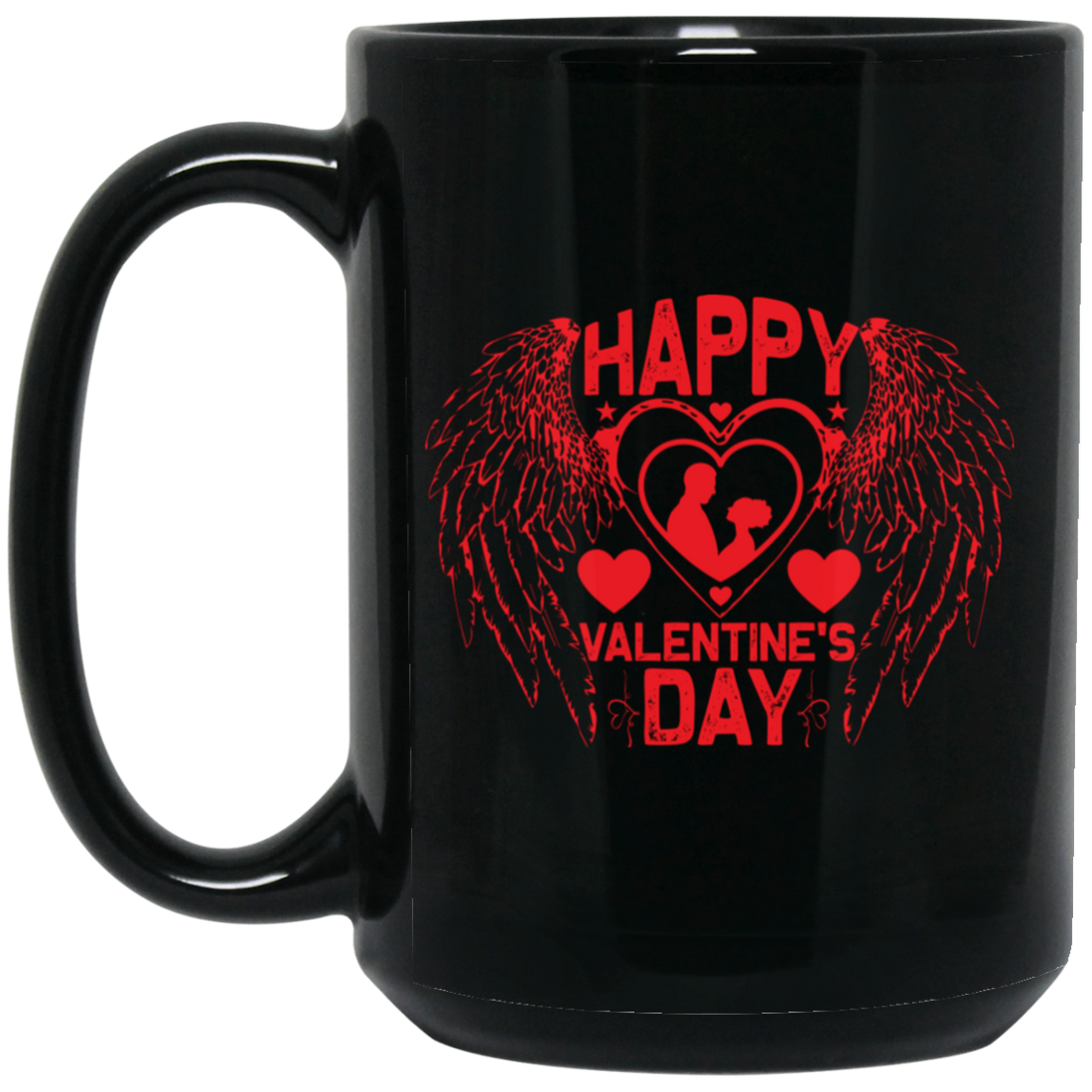 Happy Valentine's Day, Angle Swings, Evil Swings, Valentine's Day, Trendy Valentine Black Mug