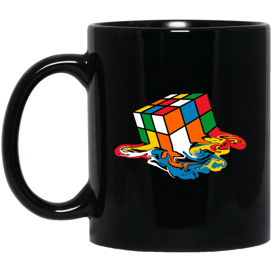 Melting Rubik's Cube, Cube Toy, Rubik Fan, Love Rubik, Cube Player Gift Black Mug