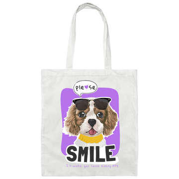 Please Smile, I Will Make You Smile Everyday, Cute Dog Canvas Tote Bag