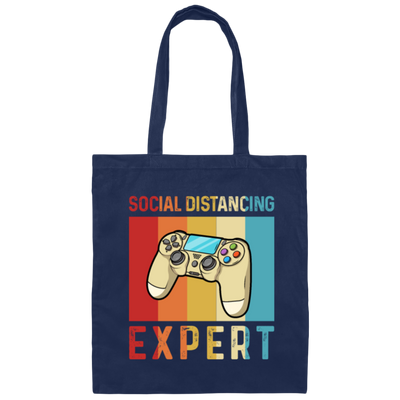Retro Social Distancing Expert Funny Video Game Canvas Tote Bag