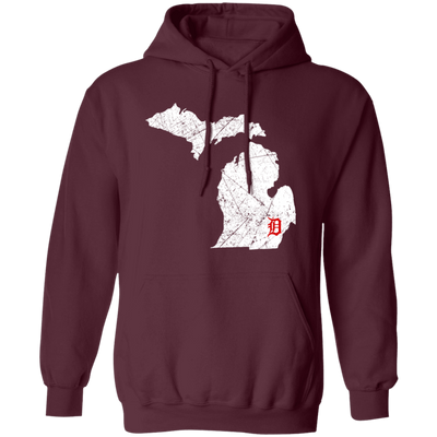 Detroit City, Michigan Map Lakes, Letter D Nature Gift, Love Michigan Pullover Hoodie