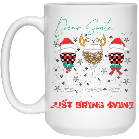 Dear Santa, Just Bring Wine, Caro Pattern, My Christmas White Mug