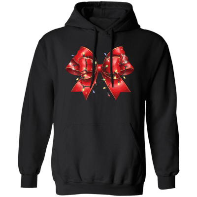 Red Bow, Christmas Light, Love Xmas, Bling Christmas Christmas Pullover Hoodie