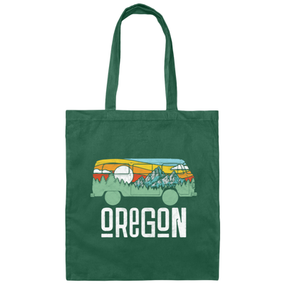 Oregon Love Gift, Outdoor Hippie, Van Nature Retro, National Park Canvas Tote Bag