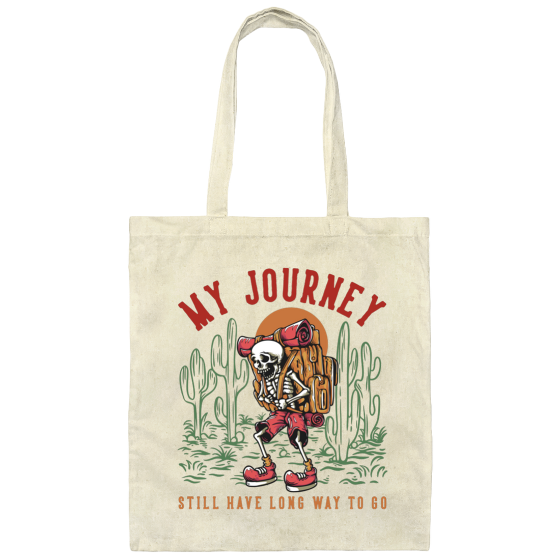 My Journey Still Have Long Way To Go, Skeleton Cowboy Canvas Tote Bag