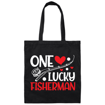 One Lucky Fisherman Cute Relationship Matching Canvas Tote Bag