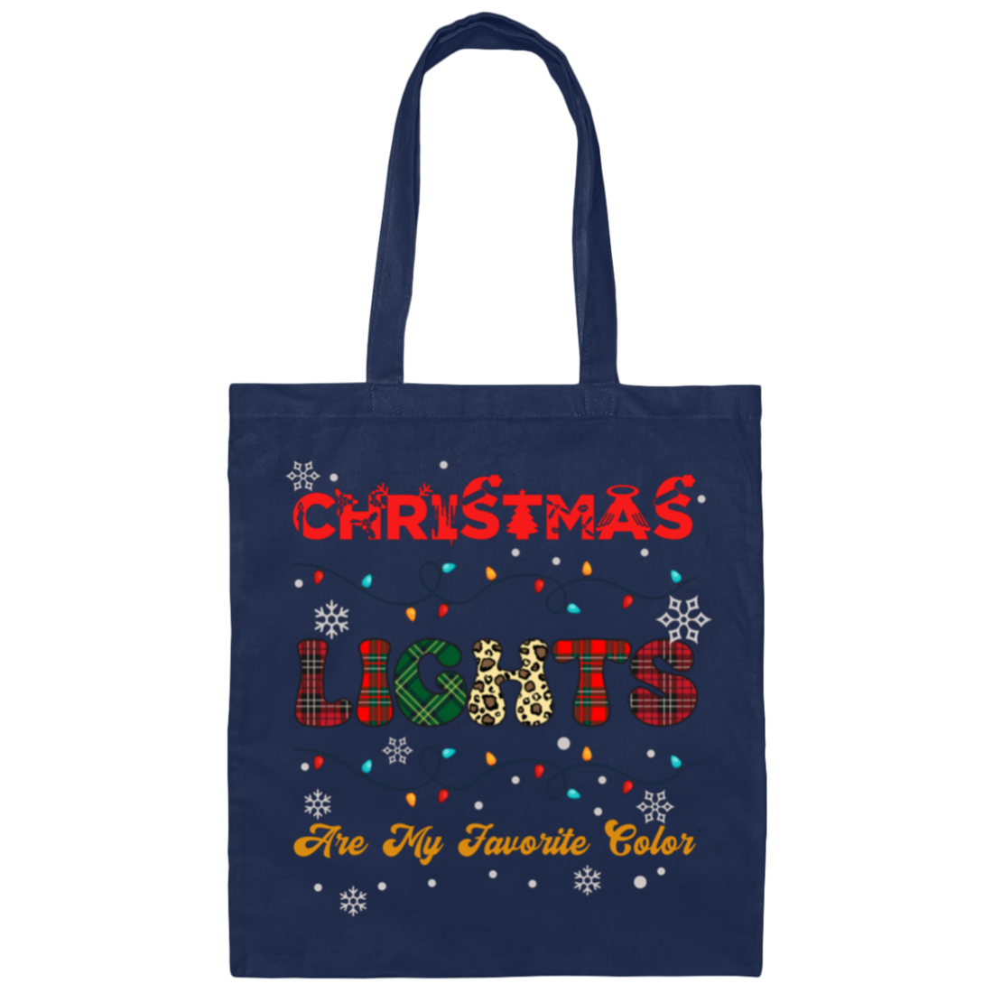 Christmas Lights Are My Favorite Color, Retro Christmas Canvas Tote Bag