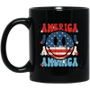 America, American Smiley, Smile Icon, America Smile Black Mug