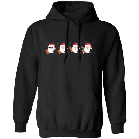 Funny Santa, Mini Santa Face, Merry Christmas, Trendy Christmas Pullover Hoodie