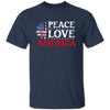 Peace Love American, American Flag, American Sunflower Unisex T-Shirt