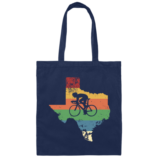 Retro Texas Biker Love Mountain Biking Distressed Canvas Tote Bag