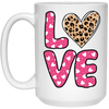 Love Heart Design, Leopard Pattern, Valentine's Day White Mug