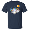 Cute Cat In Spring, Cat With Book Under The Sun Unisex T-Shirt