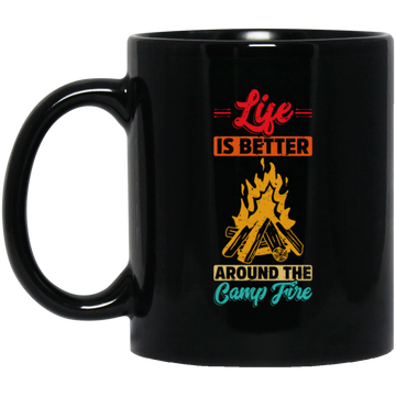 Vintage Campaign, Campfire, Life Is Better Around The Campfire Black Mug