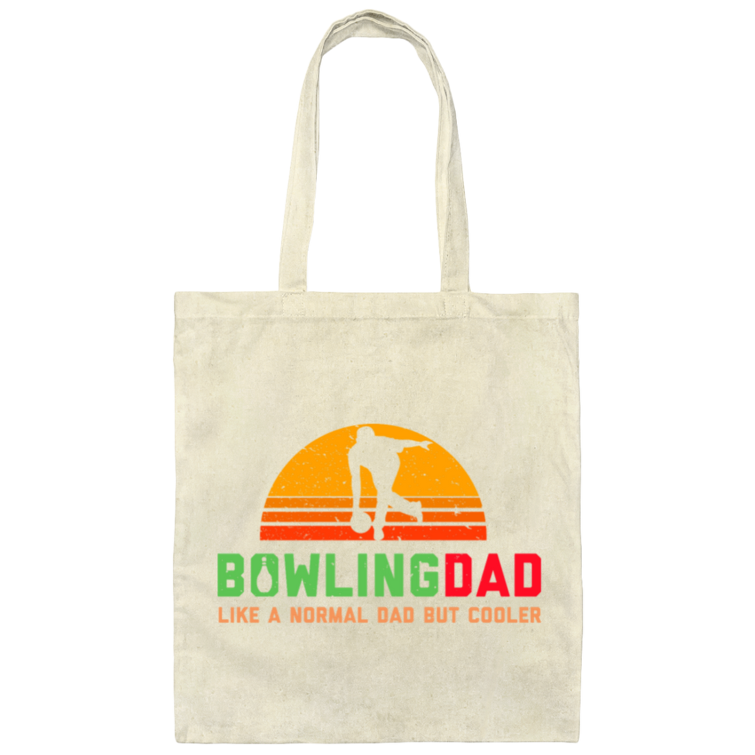 Bowling Dad, Retro Cool Bowler Gift, Bowling Canvas Tote Bag