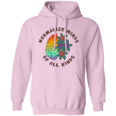 Mental Health, Normalize Minds Of All Kinds, Colorful Brain Pullover Hoodie