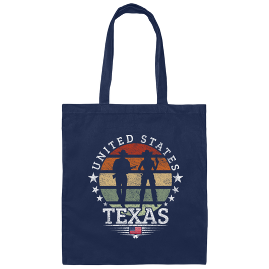 United States Texas Retro Cowboy Canvas Tote Bag